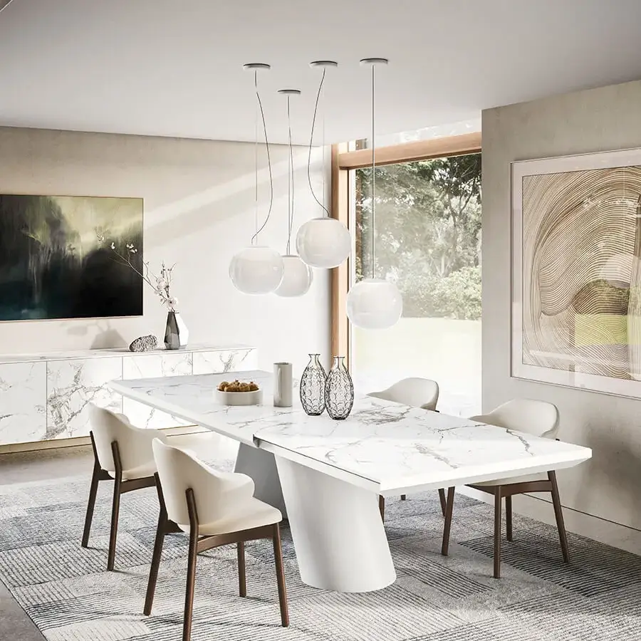 Superior Luceplan Lita suspension lamp with frosted blown-glass diffuser and white painted aluminum frame