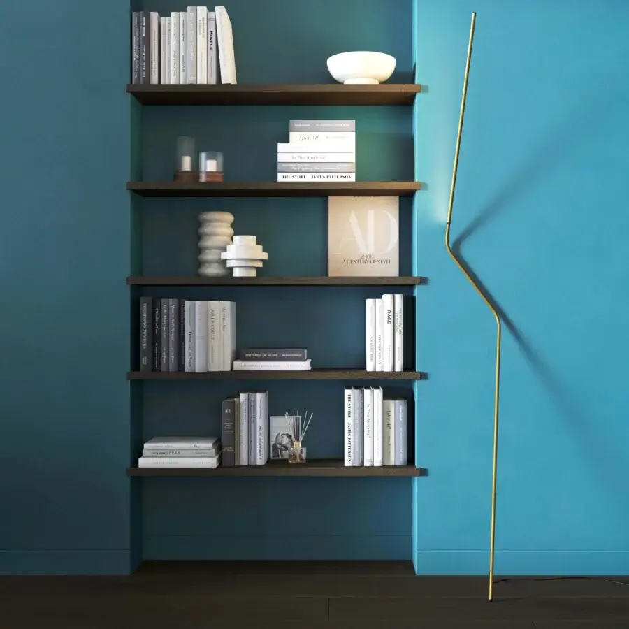 Elegant Nemo Neo floor lamp crafted in aluminum and technopolymer with a warm gold finish and diffused glow