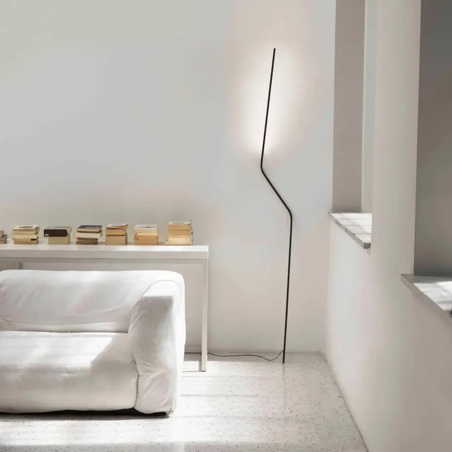 Distinguished Nemo Neo floor lamp built in aluminum and technopolymer with a matte black finish