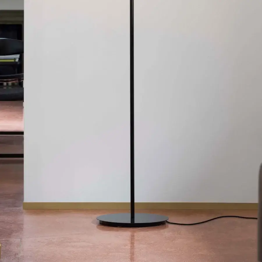 Distinguished Nemo Newton floor lamp crafted in matte black metal with a rotating diffuser for balanced illumination