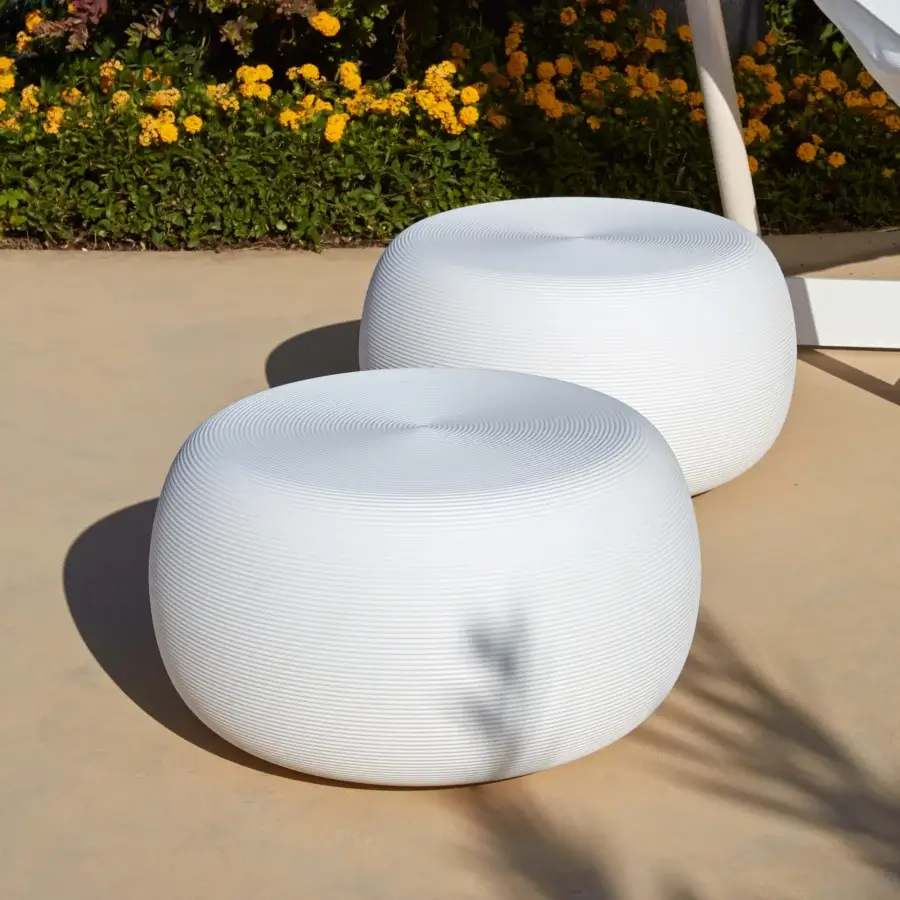 Exceptional MY YOUR Pandora coffee table crafted in Italy with textured synthetic material and matte white finish