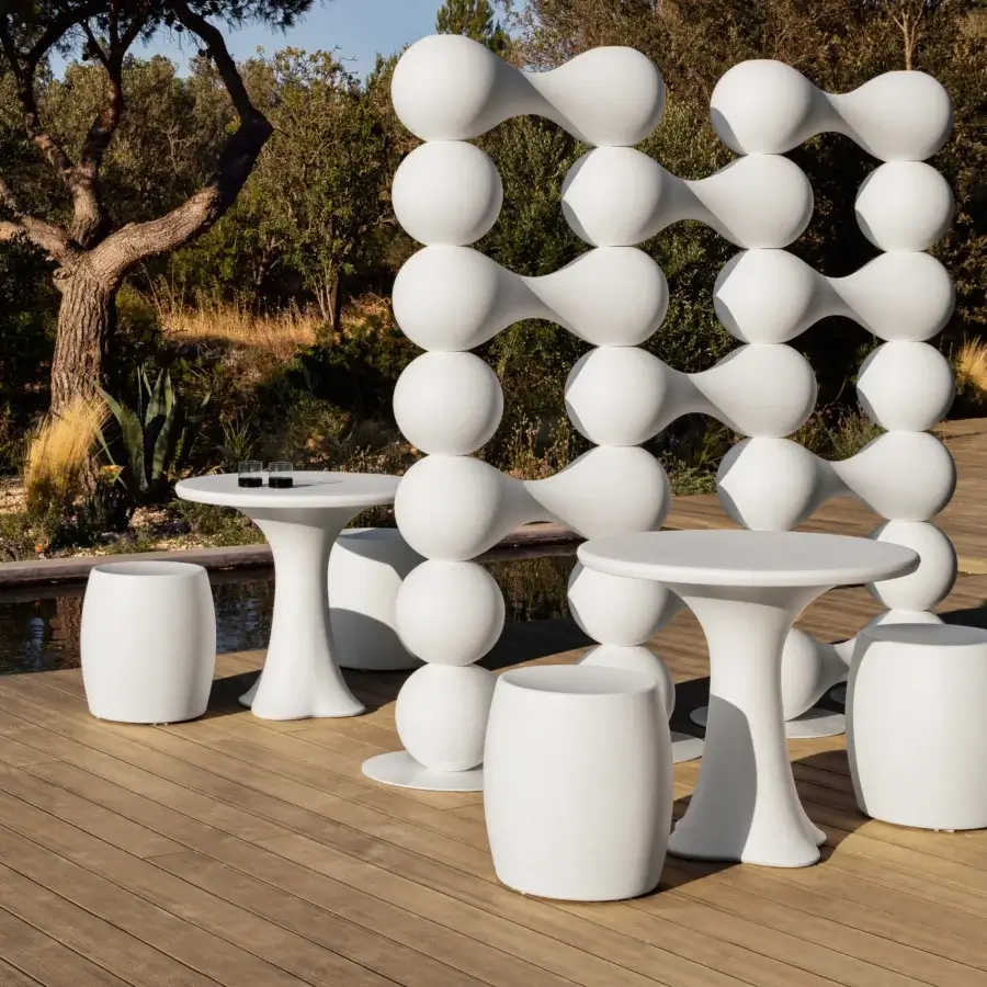 Distinguished MY YOUR Teddy table crafted in white synthetic material with a smooth matte finish and flared pedestal base