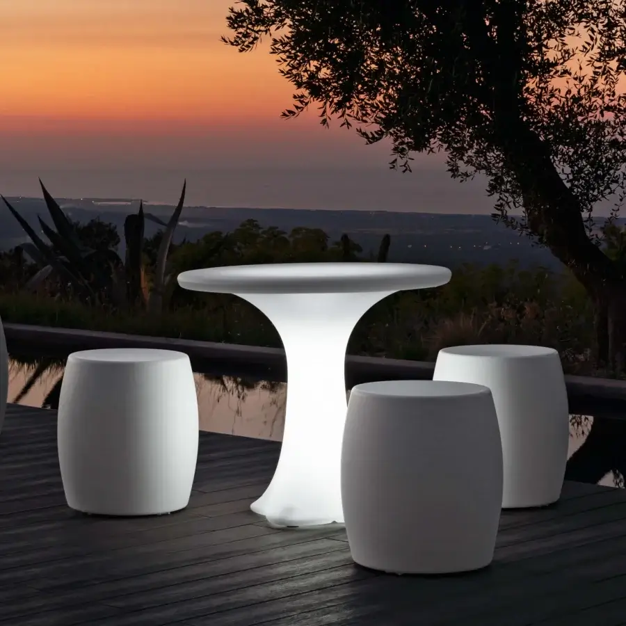 Superior MY YOUR Teddy table crafted in white synthetic material with smooth matte finish and gentle internal illumination
