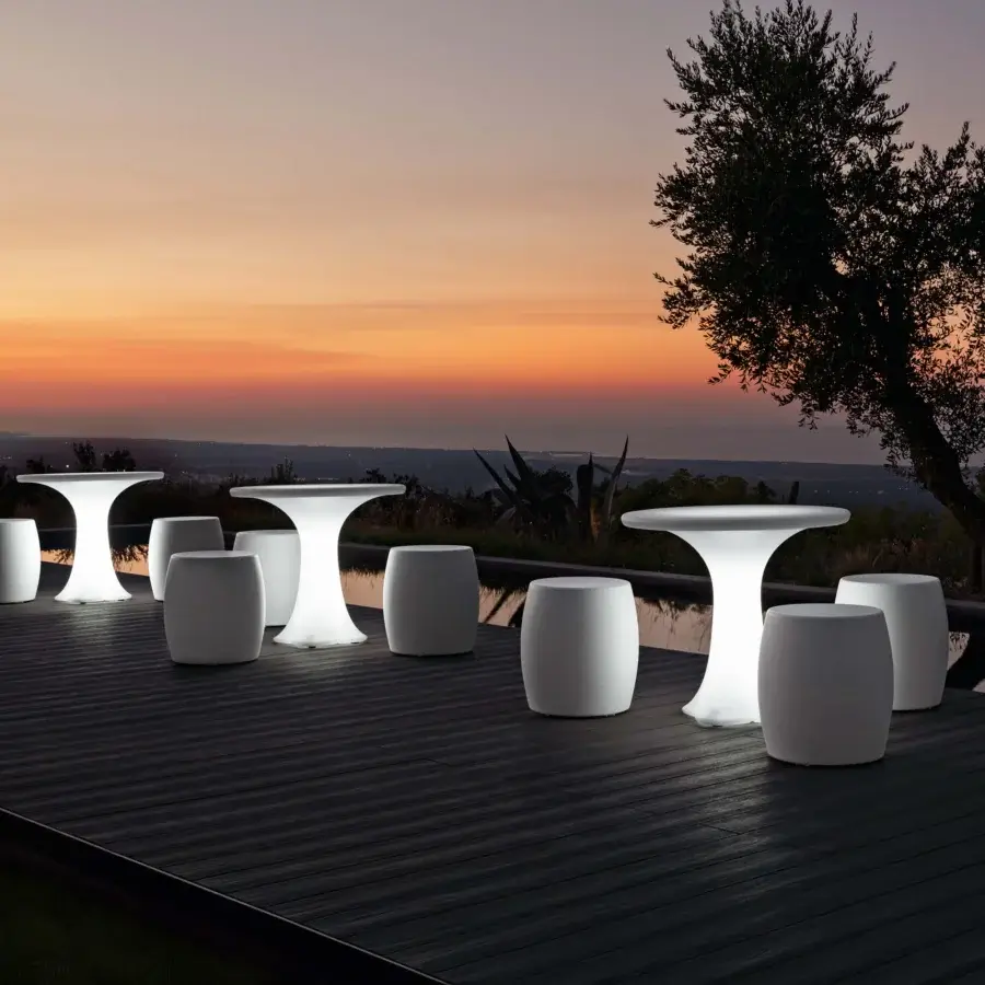 Distinguished MY YOUR Teddy table crafted in white synthetic material with organic rounded silhouette and smooth matte finish