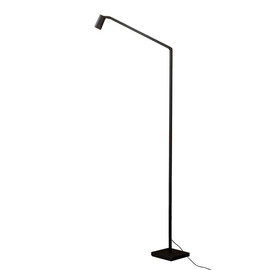 Superior Untitled Reading Floor Lamp with metal construction and matte dark gray finish delivers adjustable task illumination