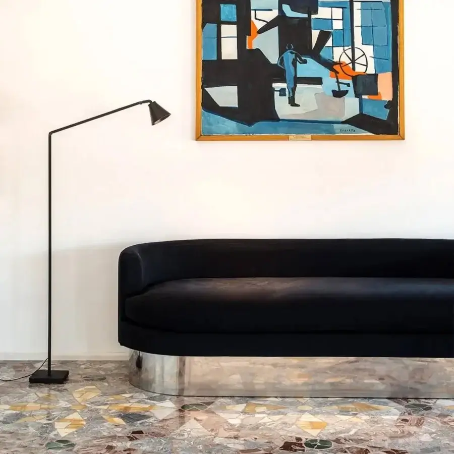 Elegant Untitled Reading Floor Lamp with metal construction and sleek matte black finish