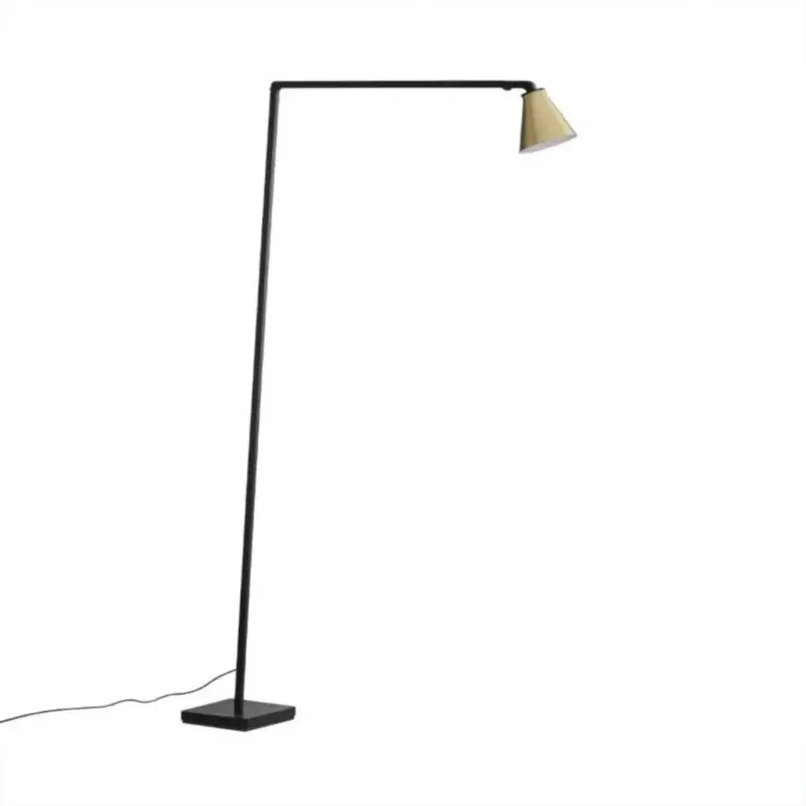 Distinguished Untitled Reading Floor Lamp with a matte black metal frame and light beige textile lampshade crafted for versatile illumination