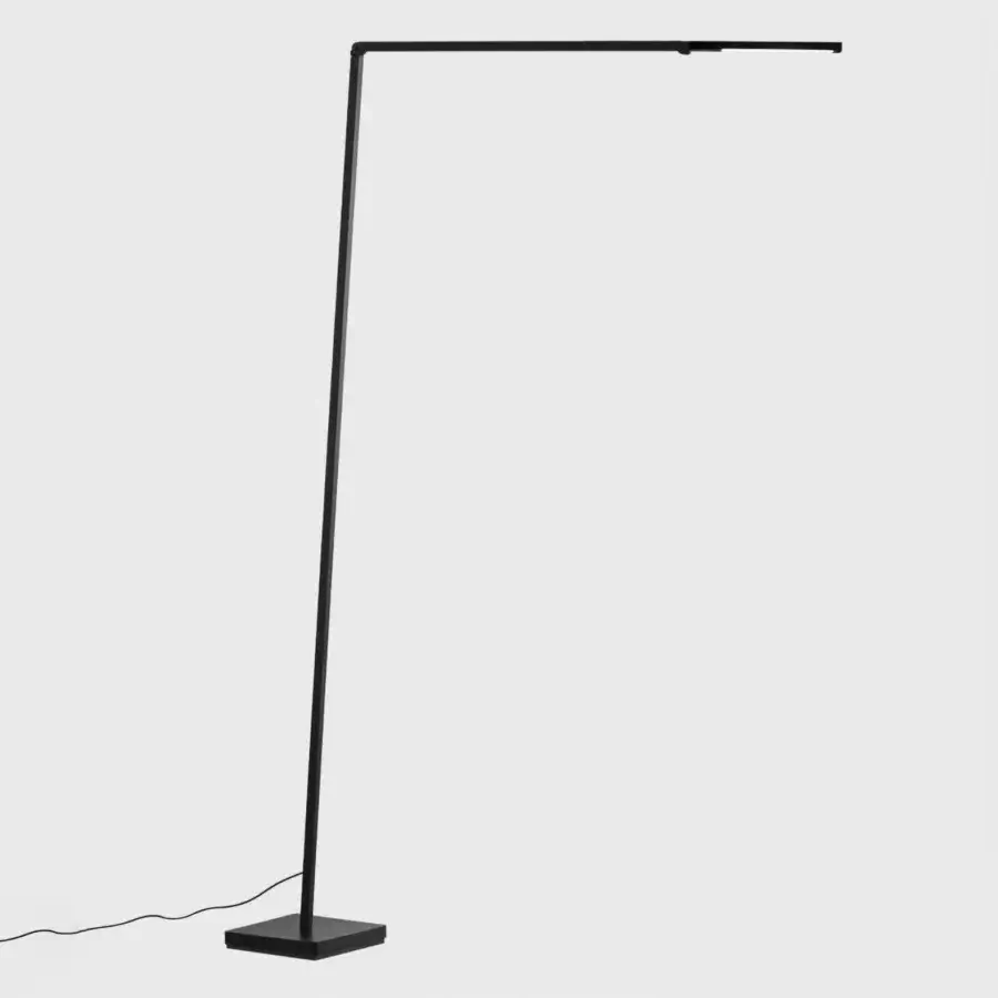 Exceptional Untitled Reading Floor Lamp with a matte black metal construction and slender angular form