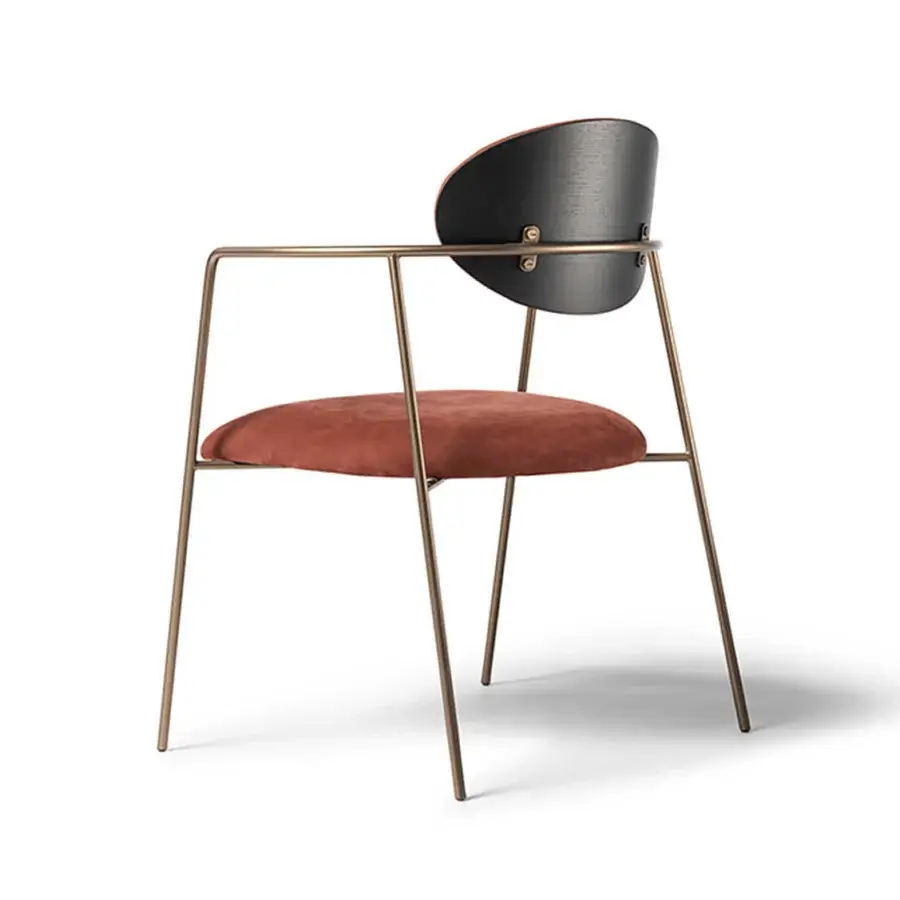 Distinguished Shake Eden armchair with coral textured acrylic fibre and dark matte ash-wood backrest crafted in Italy