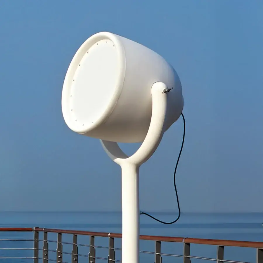 Distinctive MY YOUR Hollywood floor lamp crafted in Italy with matte white plastic and adjustable shade