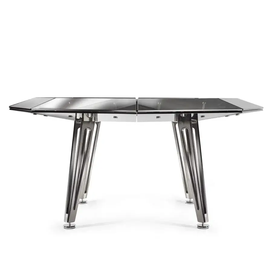 Exceptional Impatia Unootto poker table crafted with Italian marble and plush Alcantara in a polished chrome finish