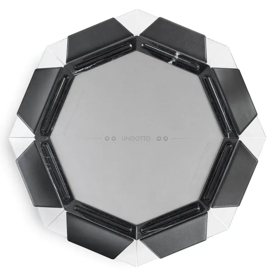 Exclusive Impatia Unootto poker table with Italian marble, Alcantara playing surface, plus glossy black frame and chrome legs