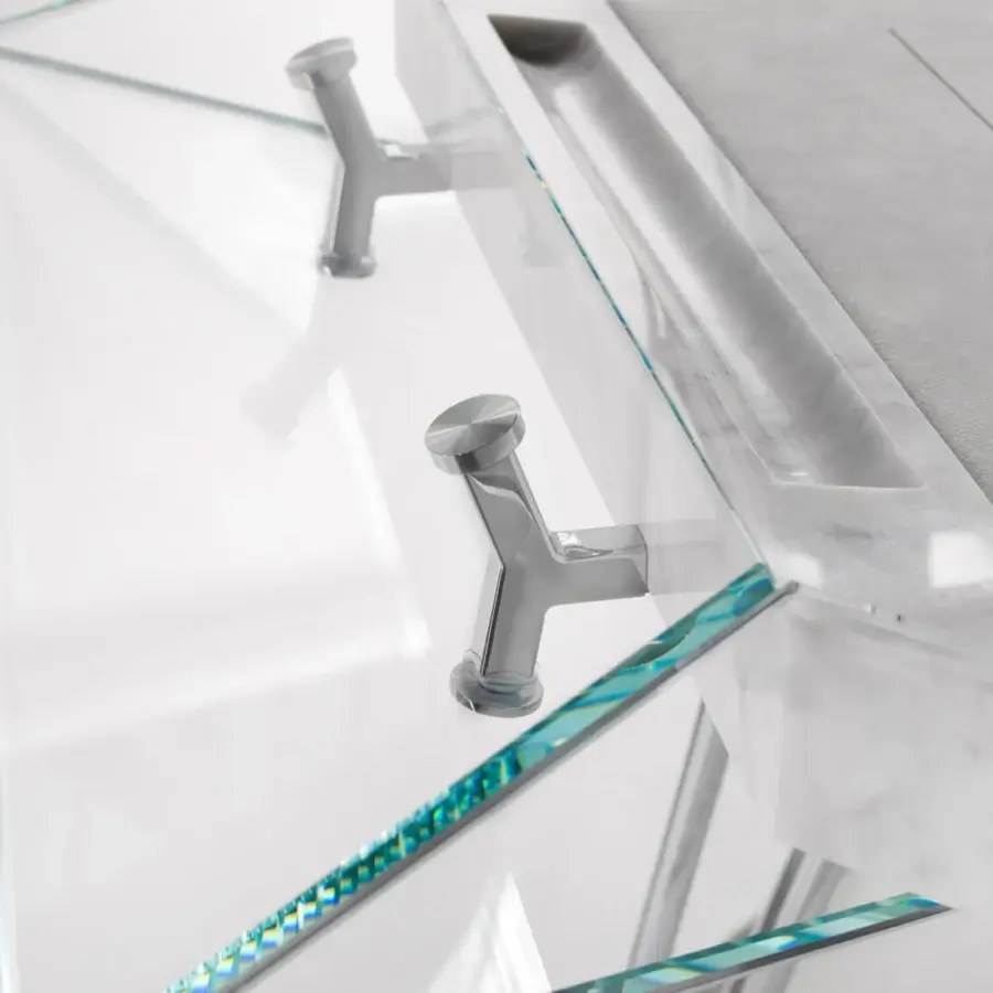 Superior Impatia Unootto poker table built with cool gray marble, turquoise accents and warm walnut wood legs