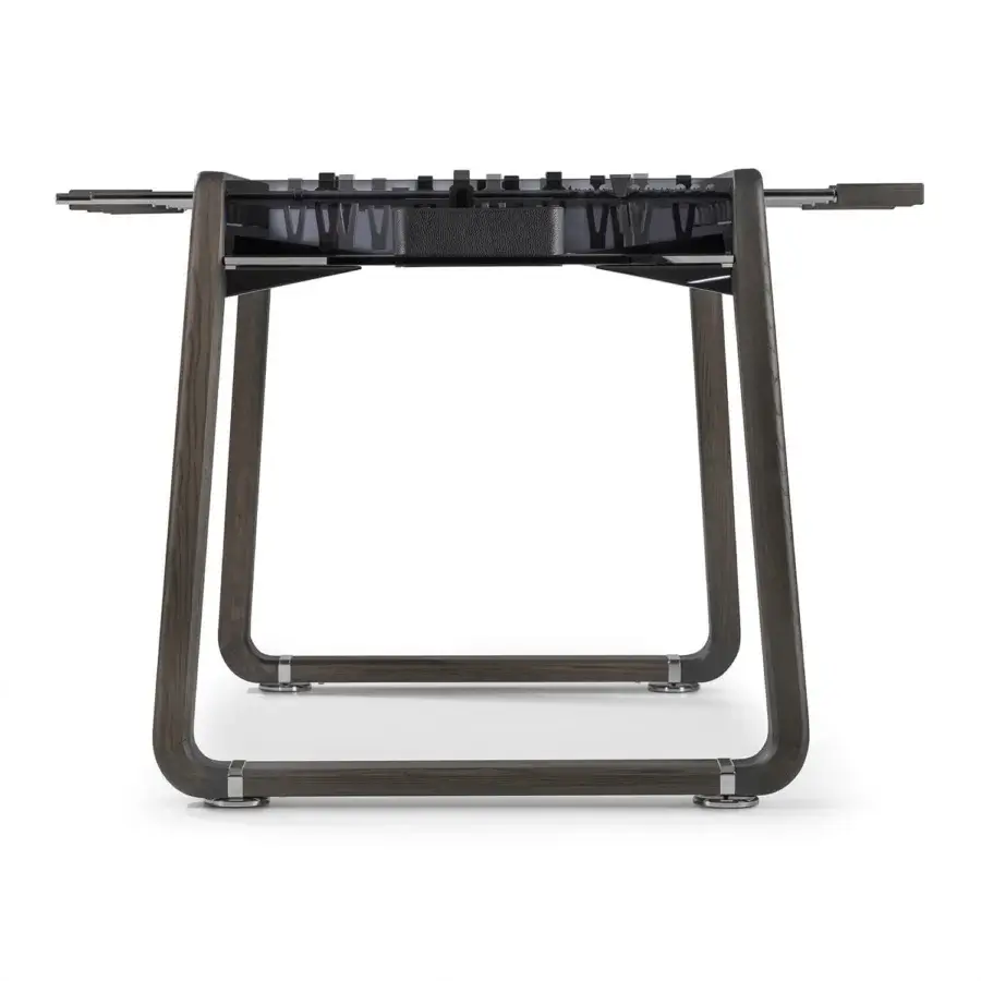 Distinguished Impatia Derby wood foosball table with a transparent glass playing field and textured matte finish