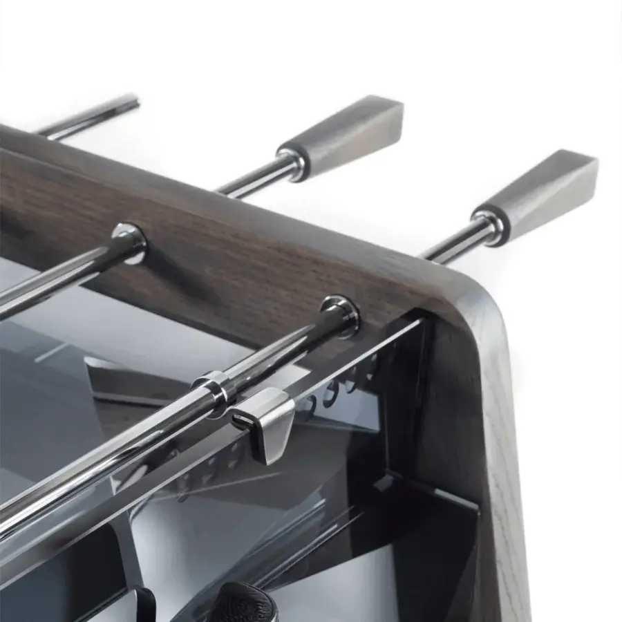 Exceptional Impatia Derby wood foosball table crafted in dark brown with polished metal rods and a satin finish