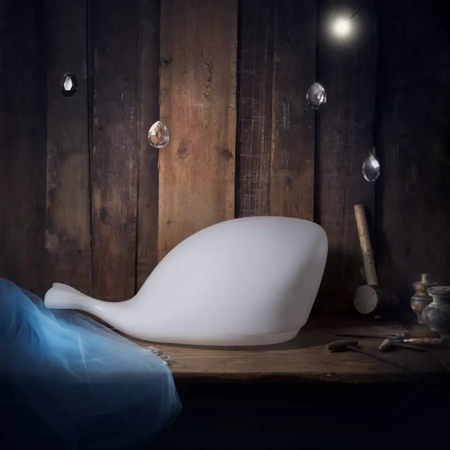 Exceptional MY YOUR Light Tales Moby lamp crafted in translucent synthetic material with soft matte finish