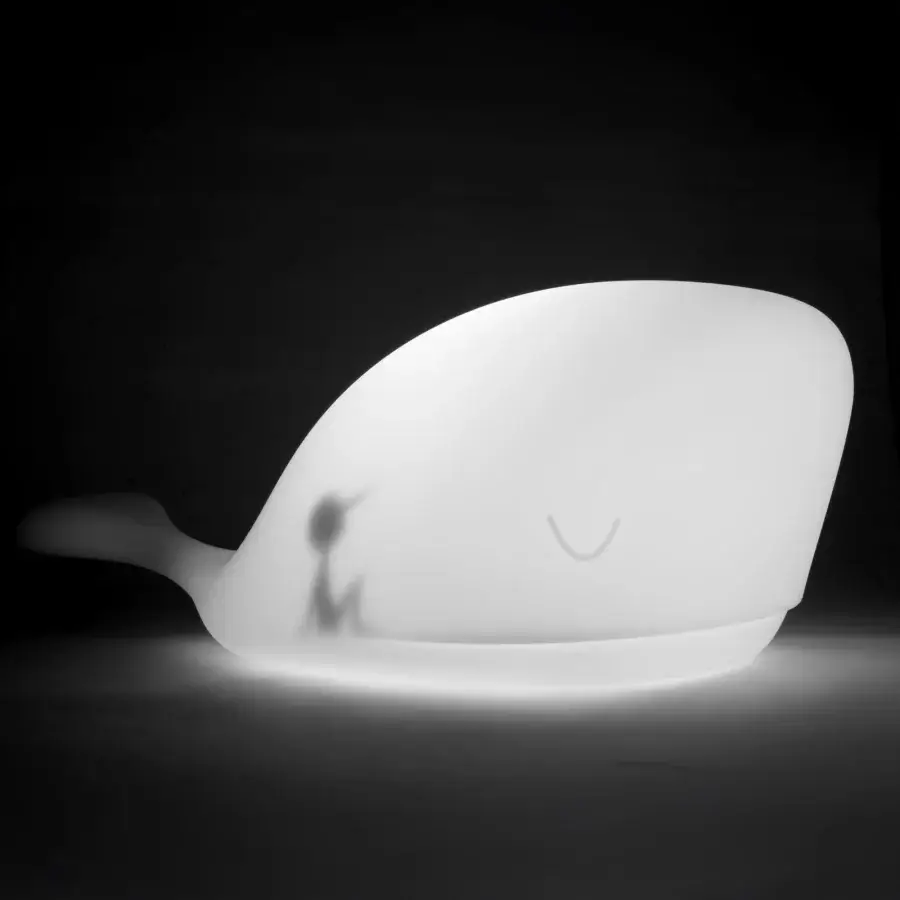 Superior MY YOUR Light Tales Moby lamp sculpted as a whale with bright white matte finish designed by Ale Giorgini and Brogliato Traverso