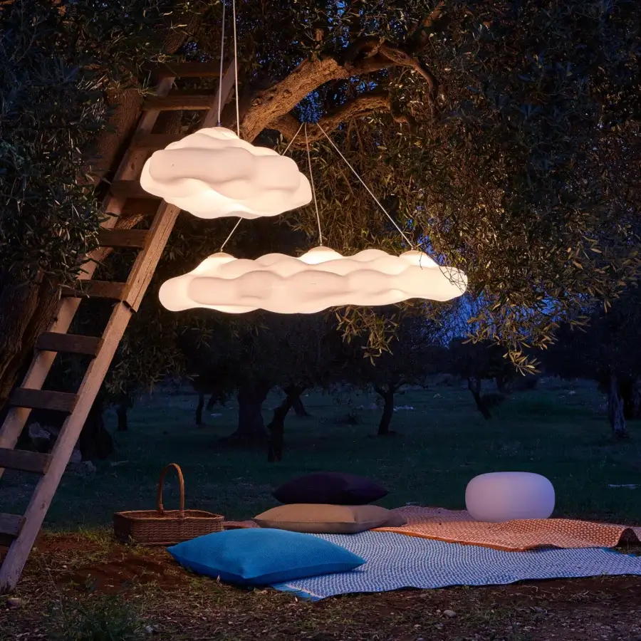 Distinguished MY YOUR Nefos suspension lamp crafted in durable Poleasy with a smooth matte finish and organic form