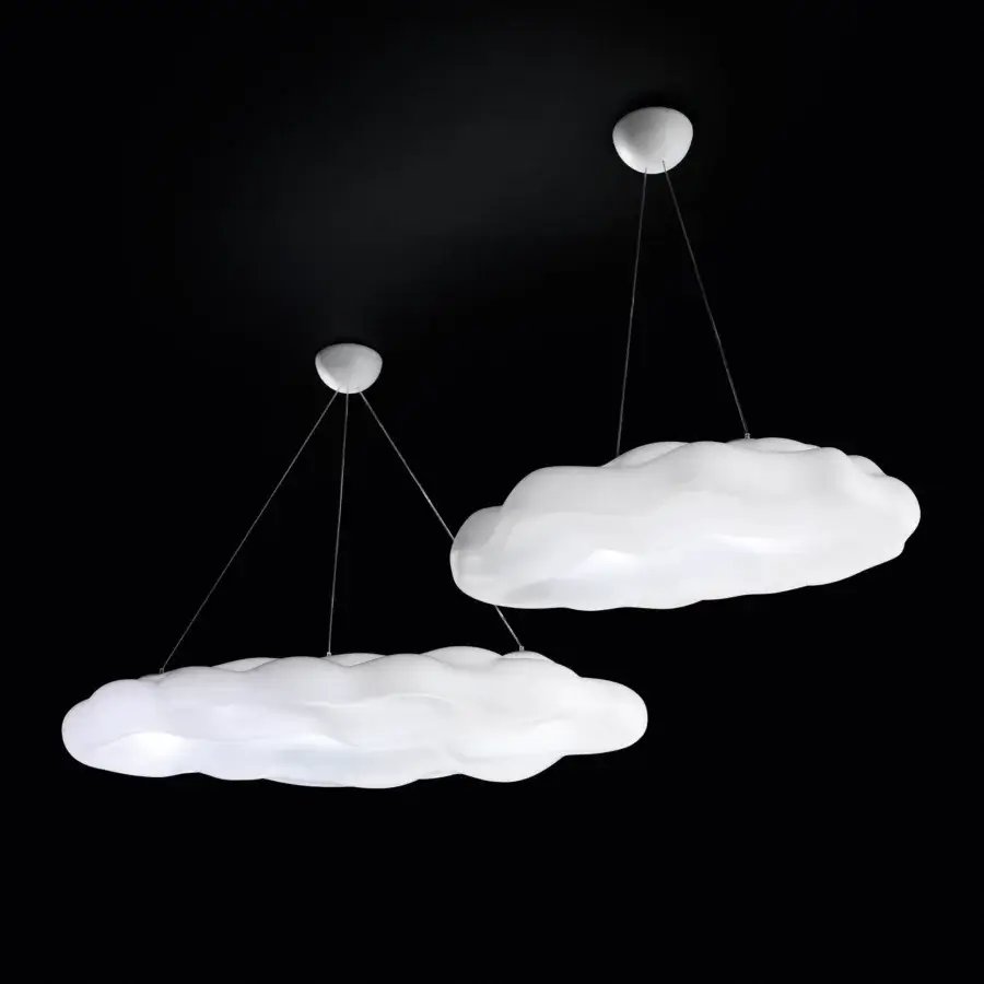 Elegant MY YOUR Nefos suspension lamp crafted in white Poleasy with a smooth matte finish inspired by clouds