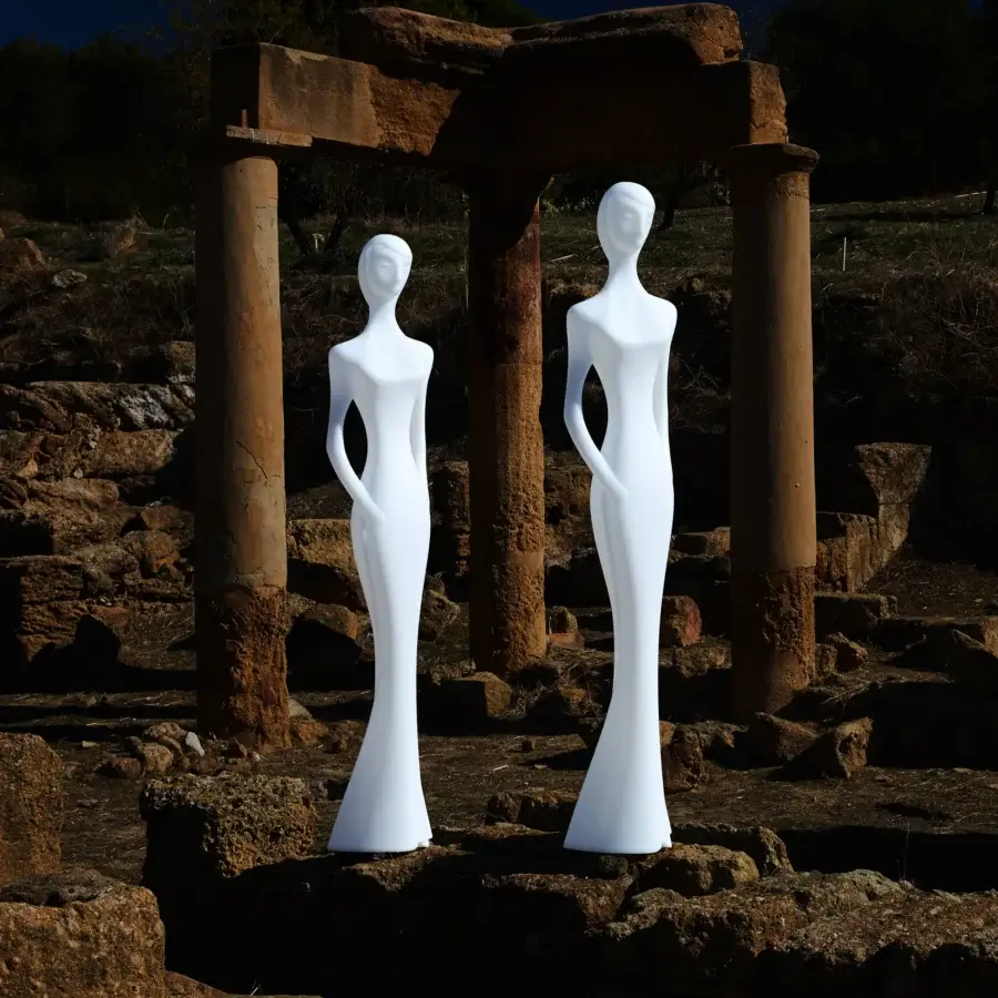 Superior MY YOUR Penelope floor lamp inspired by classical Greek sculpture with a smooth matte white finish crafted in Italy