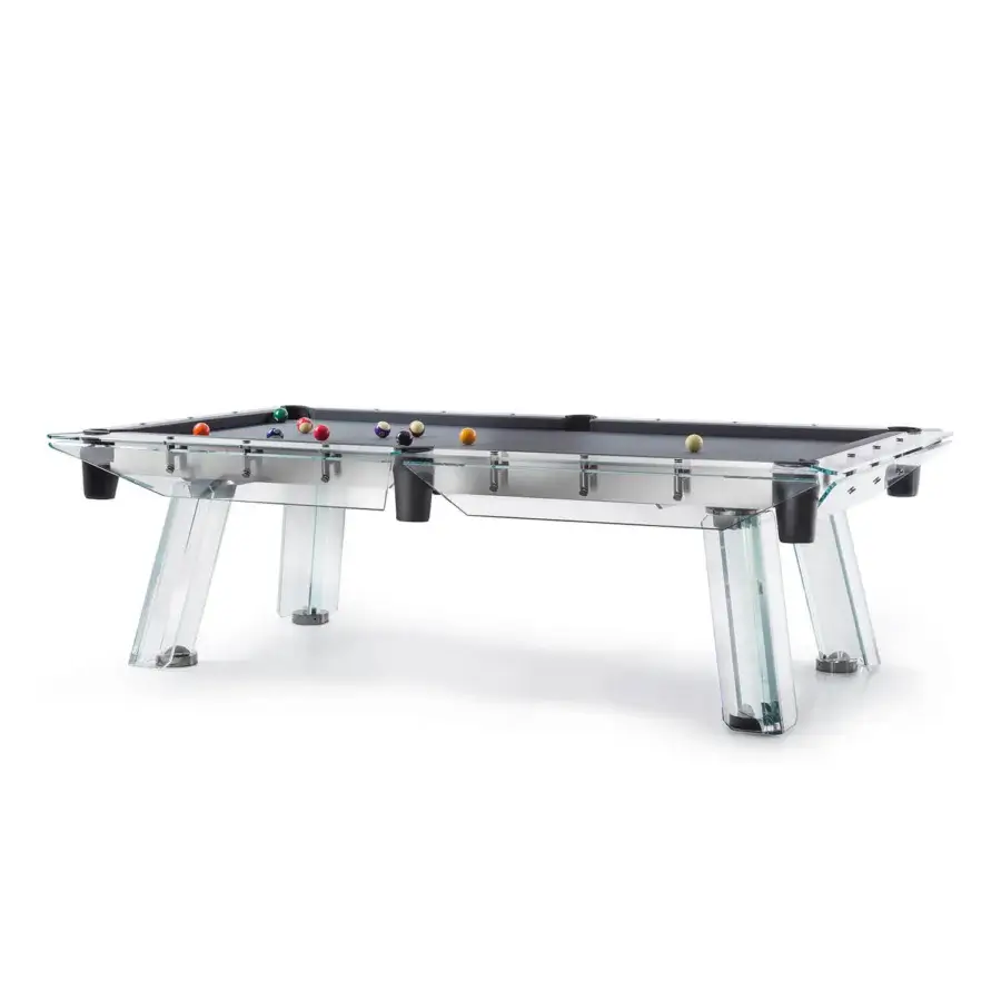 Distinguished Impatia Filotto pool table with Italian slate base, dark blue Simonis cloth and genuine leather pockets