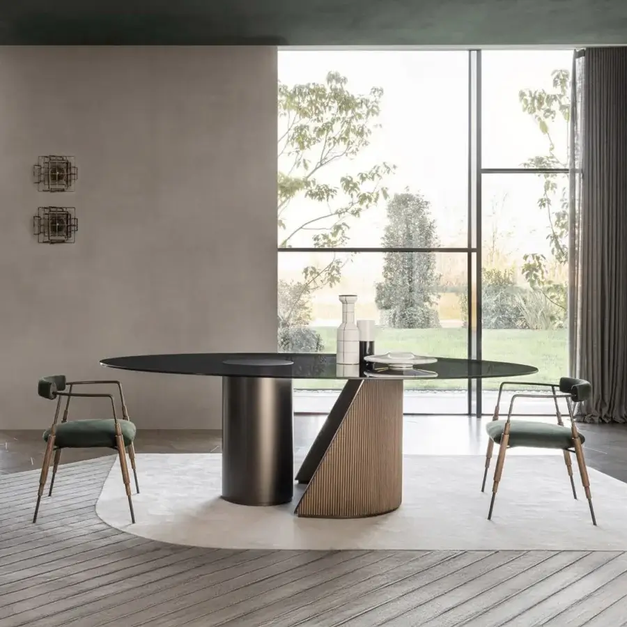 Exceptional Shake Frame armchair with varnished steel, solid ash wood legs and muted green textile upholstery