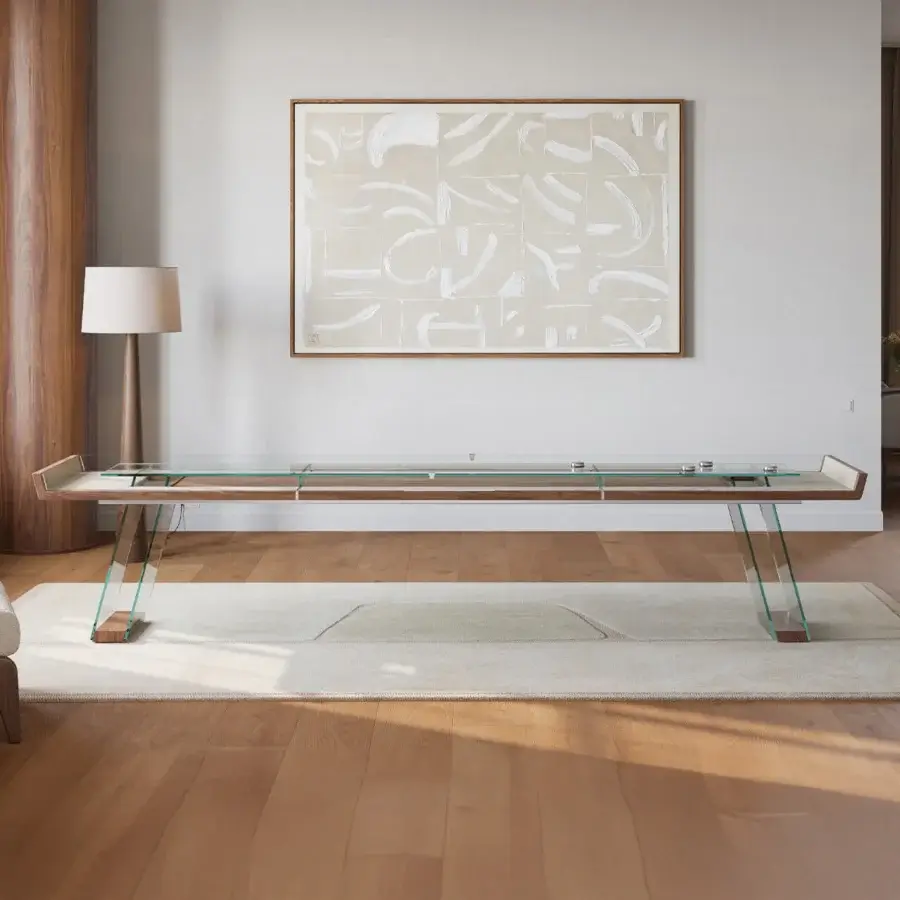 Superior Impatia Scivolo Wood shuffleboard built in dark oak wood with a smooth satin finish
