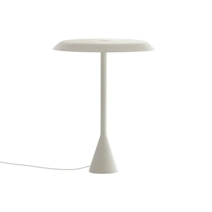Distinguished Nemo Panama table lamp with a slender silhouette crafted in off-white methacrylate and a matte finish