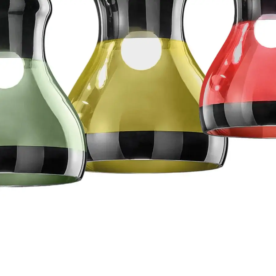 Exceptional Euroluce Infinity vase crafted in Tuscany with hand-blown glass, a vibrant red hue and a black nickel finish