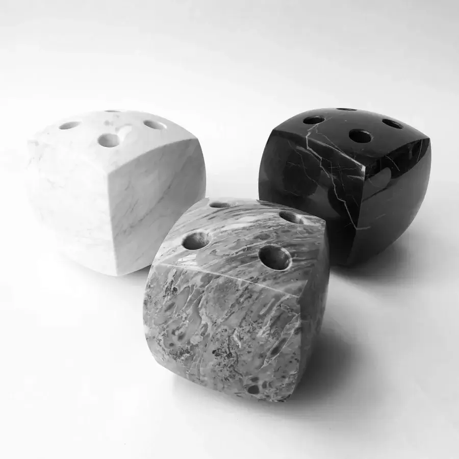 Luxury Impatia Tocco pool cue rack crafted in Italy with polished marble displaying striking black and white veining