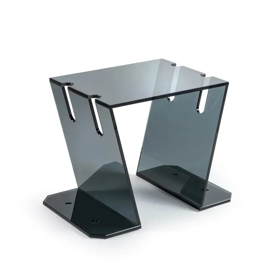 Distinguished Impatia Verso pool cue rack crafted in transparent dark-tinted synthetic material with a glossy finish