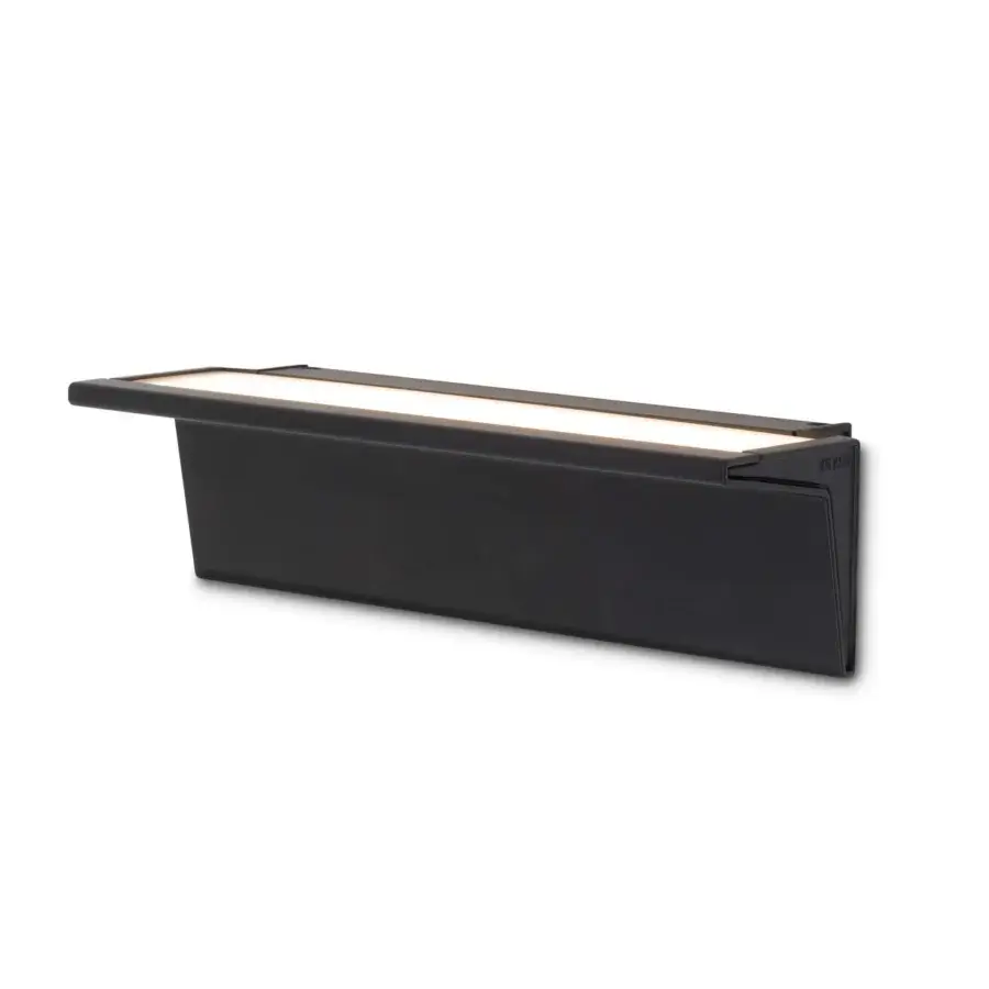Elegant Nemo Lighting Zena wall lamp crafted in recyclable aluminum with a matte black finish and upward glow