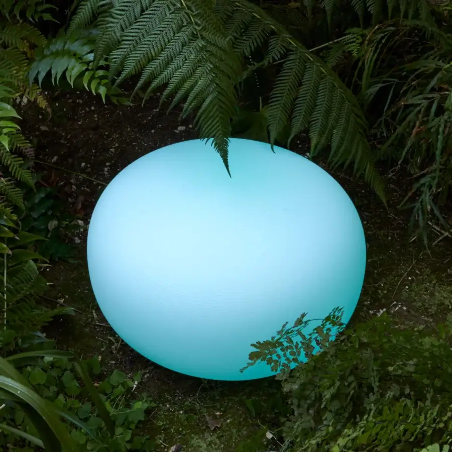 Exceptional MY YOUR Pandora floor lamp crafted in Italy with a pale turquoise smooth synthetic material and minimalist form