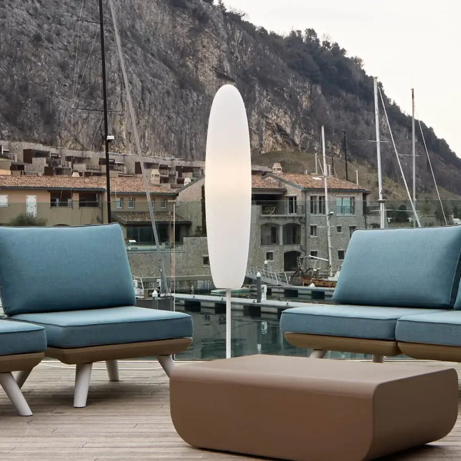 Exceptional MY YOUR Pandora floor lamp crafted in white synthetic material with a smooth matte finish
