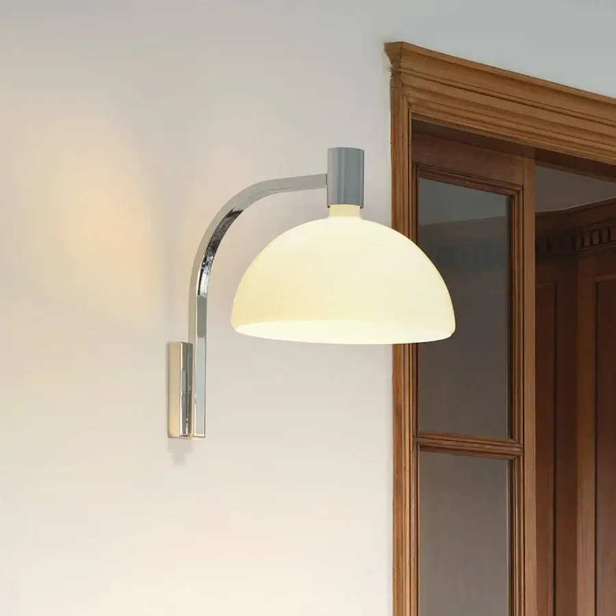 Distinguished Nemo Lighting AS3C wall lamp with satin metal and hand-blown glass diffuser delivering a warm glow