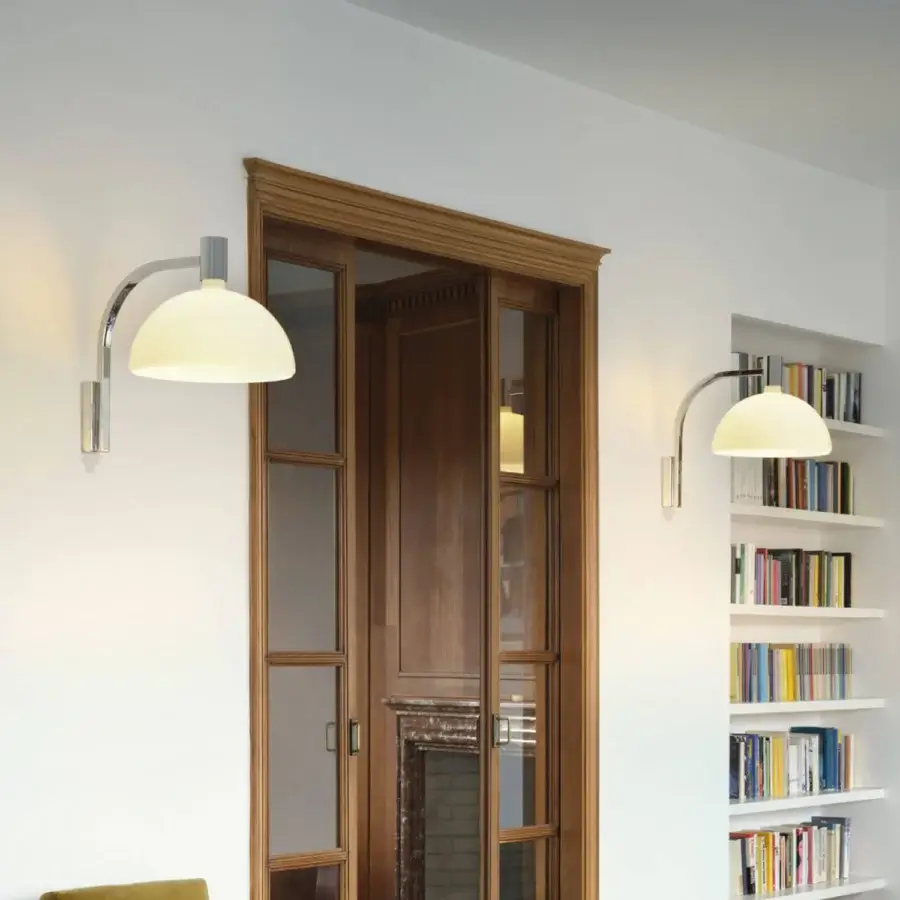 Superior Nemo Lighting AS3C wall lamp crafted in hand-blown glass and metal with a refined white finish