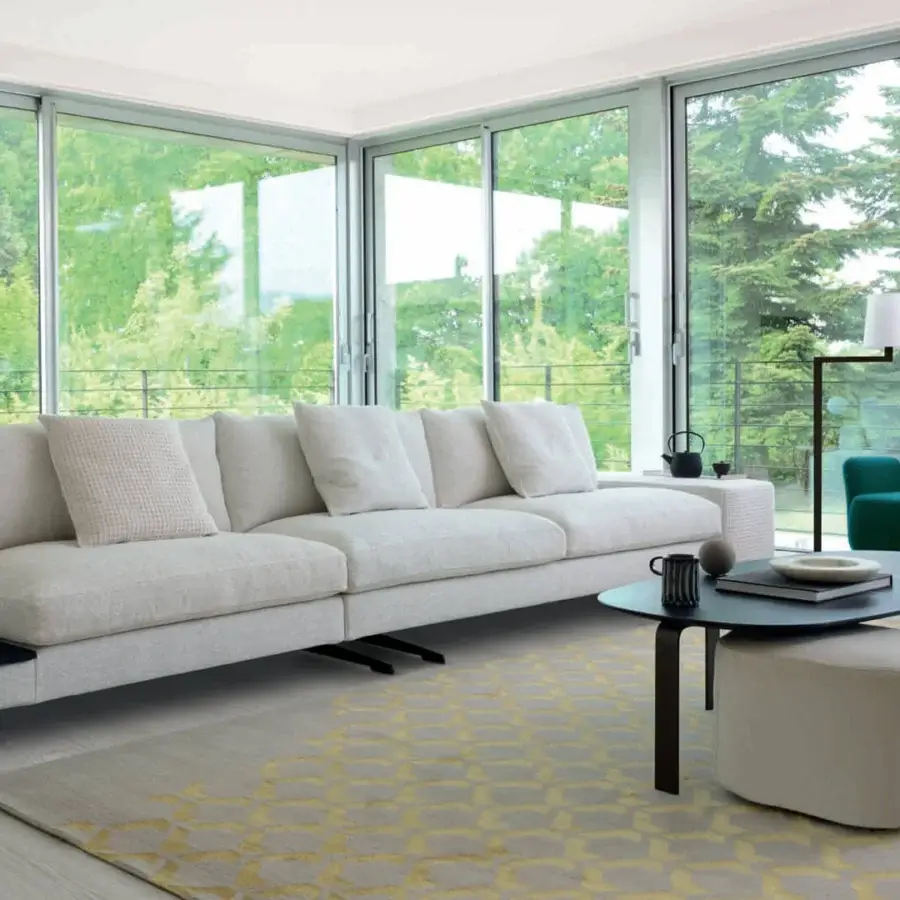 Impeccable CTS Salotti Brera ottoman built with smooth matte white textile and robust fir wood frame