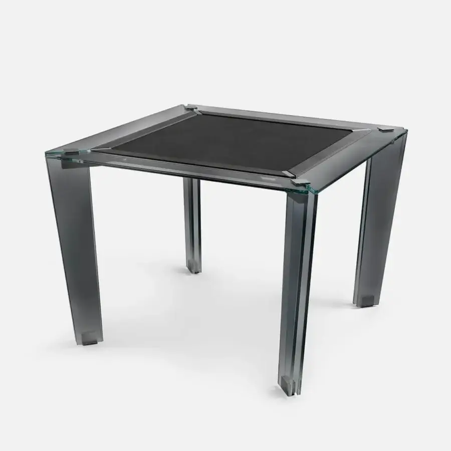 Superior Impatia Tuttuno multi-game table with low-iron glass and Alcantara® playing surface in smoky gray tones