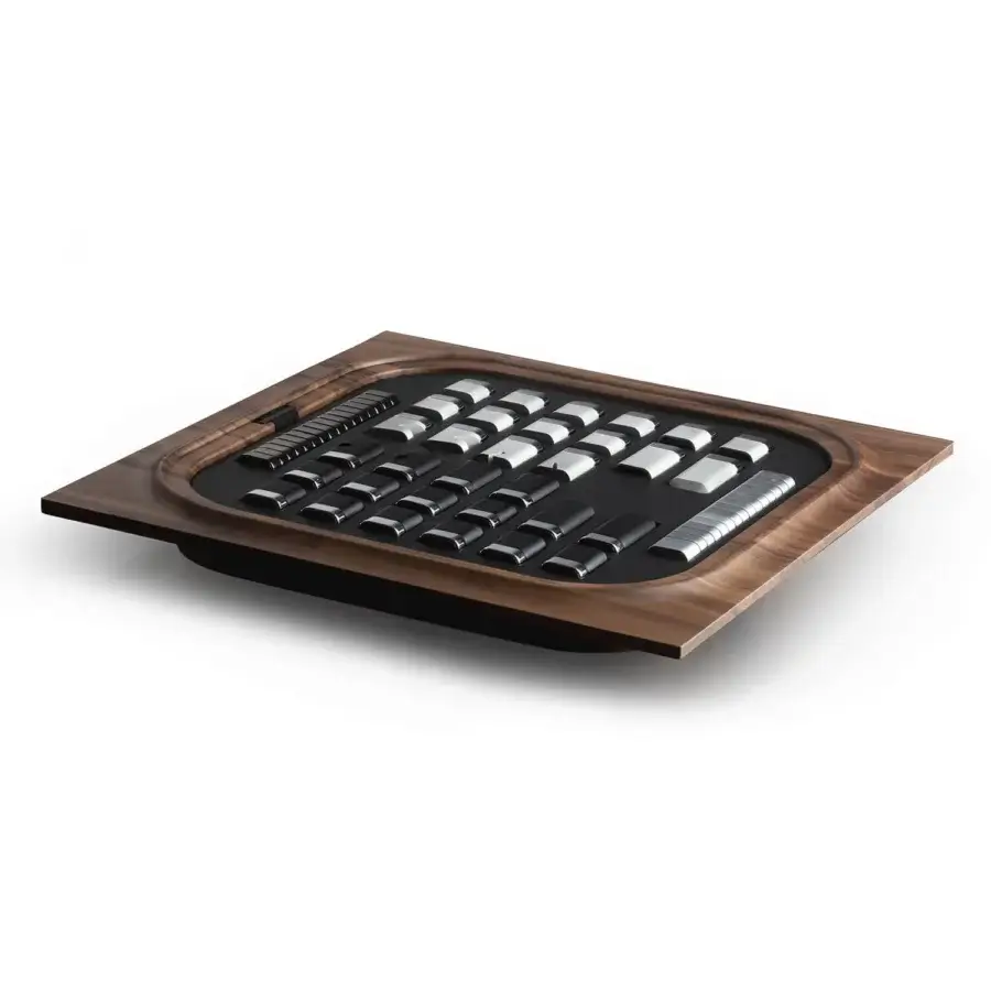 Distinguished Impatia Mossa chess/checkers table crafted with wood, fine leather, glass, and metals in contrasting matte tones with a satin finish