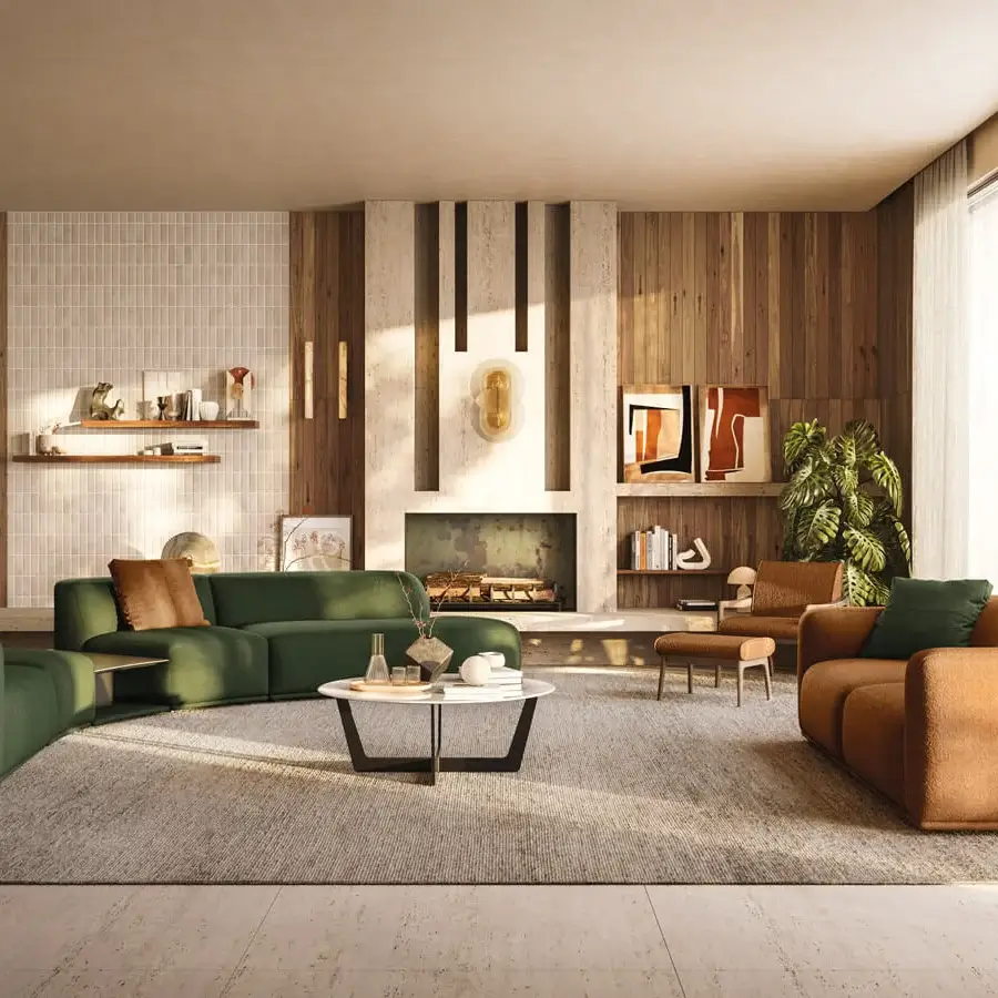 Elegant CTS Salotti Jack lounge chair upholstered in lavish forest green textile with a skilled Canaletto walnut frame