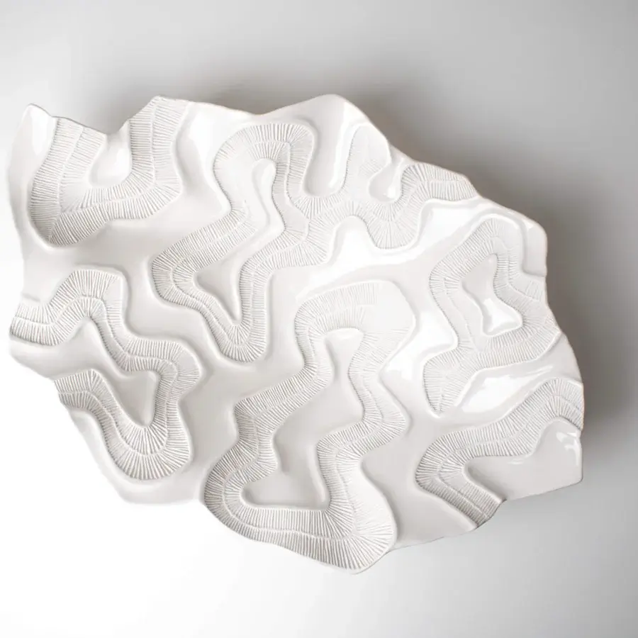 Exceptional FOS Ceramiche Opensea centerpiece crafted in biscuit porcelain with a subtly textured matte finish