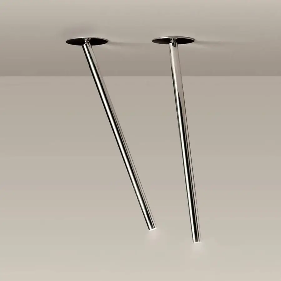 Distinguished Nemo Lighting Canna Nuda Metallo ceiling lamp crafted in polished metal with angular cylindrical elements and reflective silver tone
