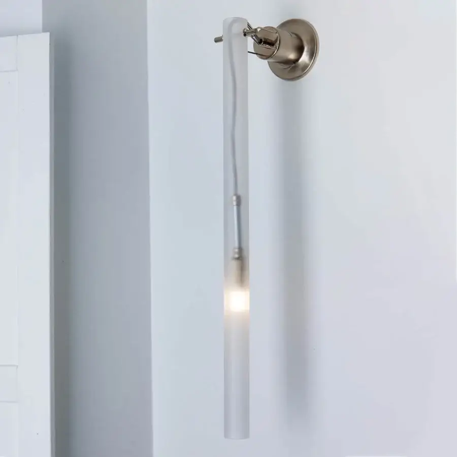 Superior Nemo Lighting Canna Nuda lamp crafted in metal with translucent glass and smooth satin finish