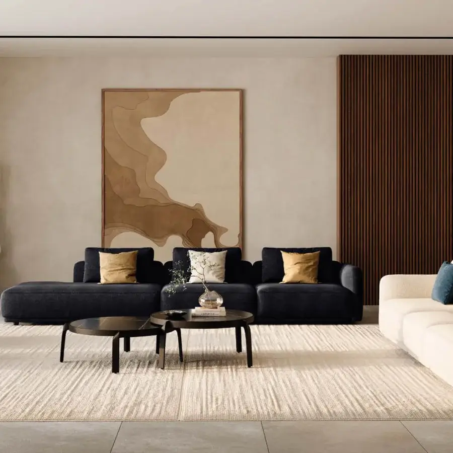 Superior CTS Salotti Tape coffee table with black marble tabletop and glossy finish built with a curved frame