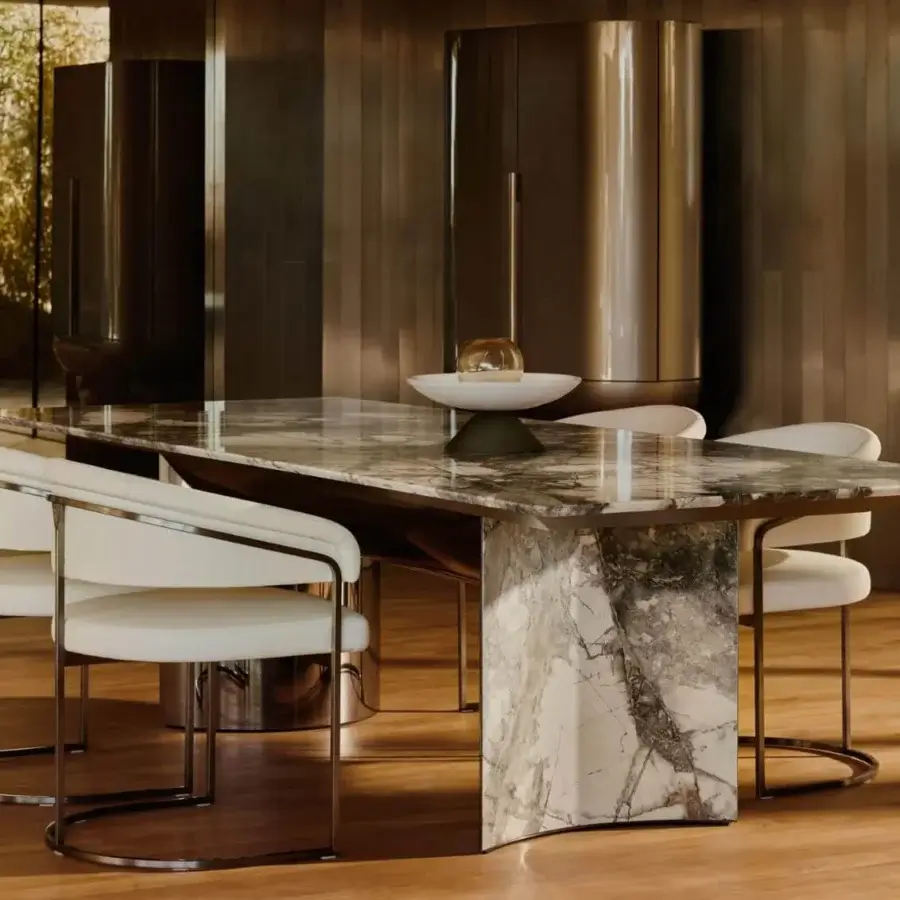 Distinctive Visionnaire Clem armchair with chrome brass frame, curved plywood seat and creamy white premium fabric upholstery