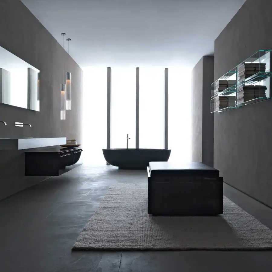 Elegant Nemo Lighting Ilium suspension lamp built in aluminum and ribbed glass with matte gray finish