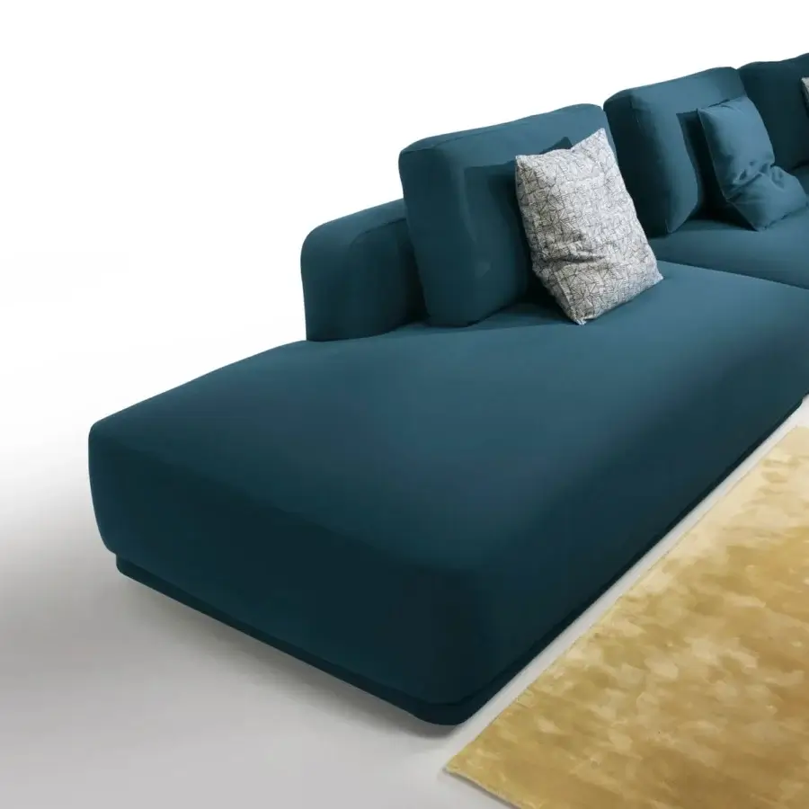 Distinguished CTS Salotti Kant sectional upholstered in deep teal textile with matte finish and solid fir wood frame