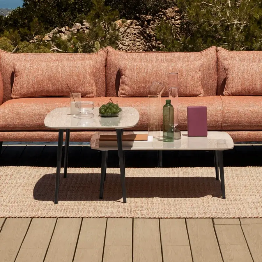 Distinguished MY YOUR Piuma coffee table crafted with a light tabletop and dark metal frame for exceptional Italian design