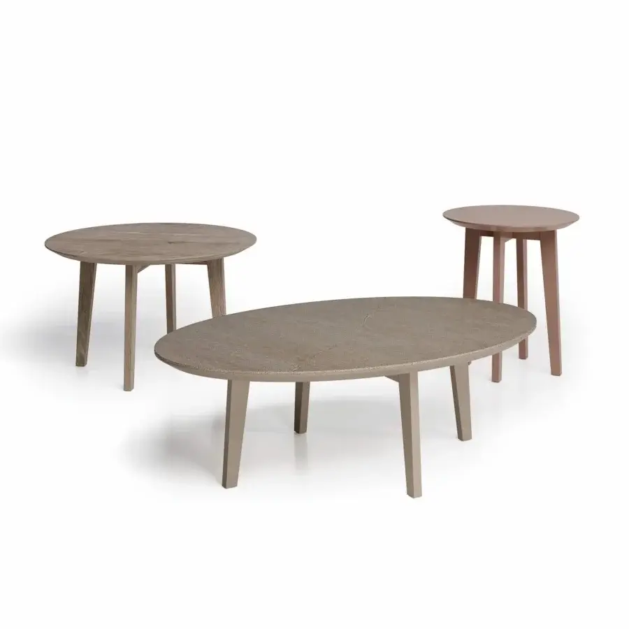 Captivating Dallagnese Zoe coffee table with a gently sloping oval wood tabletop and matte finish