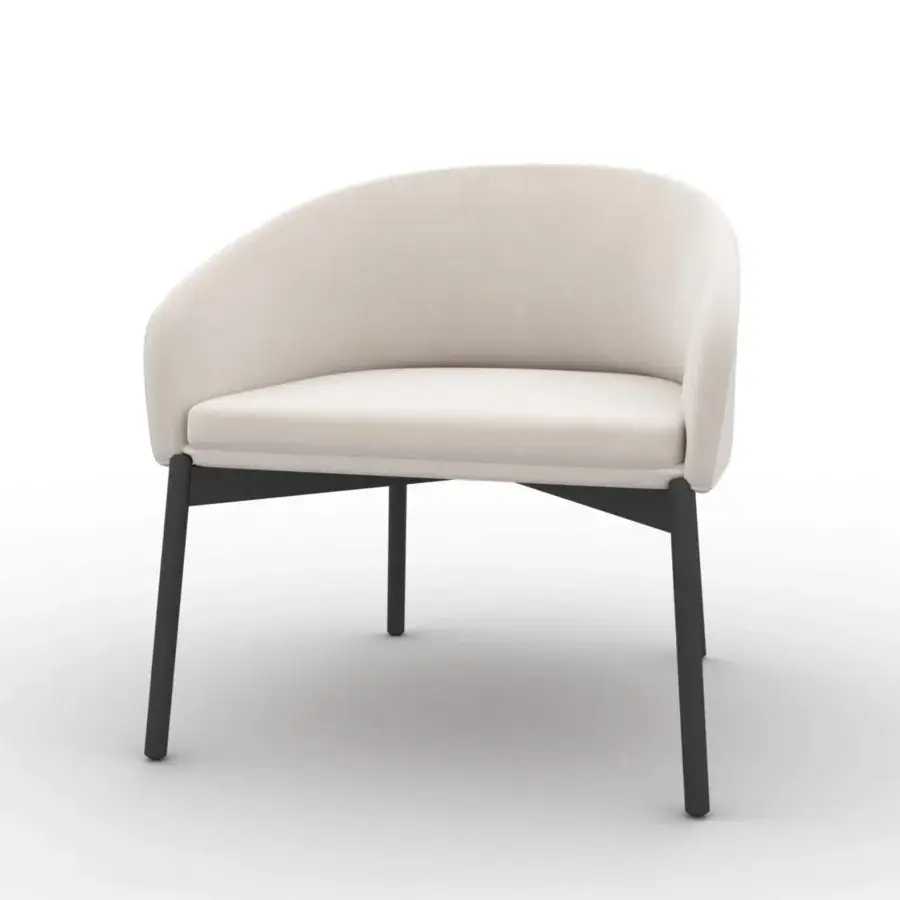 Captivating CTS Salotti Guest Lounge chair upholstered in light beige velveteen with a dark matte stained ash base